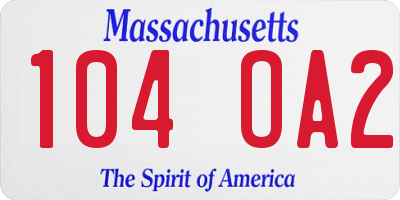 MA license plate 104OA2