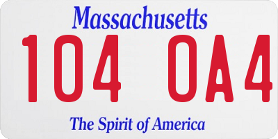 MA license plate 104OA4
