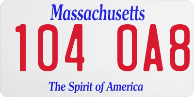 MA license plate 104OA8