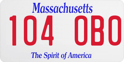 MA license plate 104OB0