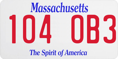 MA license plate 104OB3