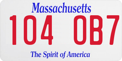 MA license plate 104OB7