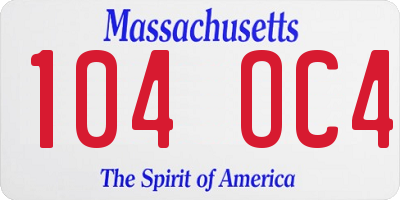 MA license plate 104OC4