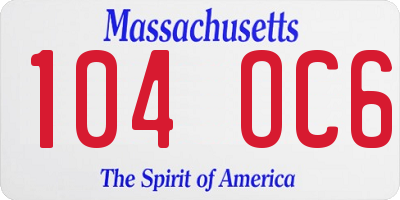 MA license plate 104OC6