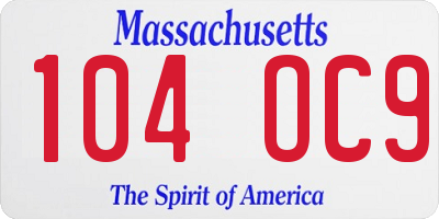 MA license plate 104OC9