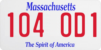 MA license plate 104OD1