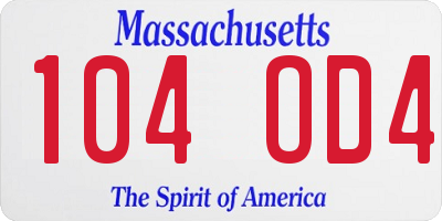 MA license plate 104OD4