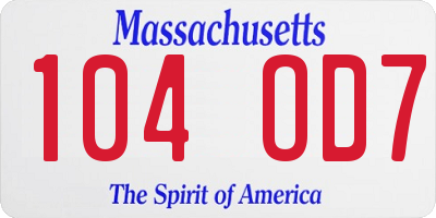 MA license plate 104OD7