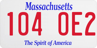 MA license plate 104OE2