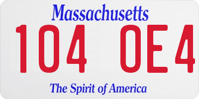 MA license plate 104OE4