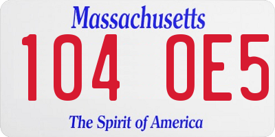 MA license plate 104OE5