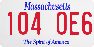 MA license plate 104OE6