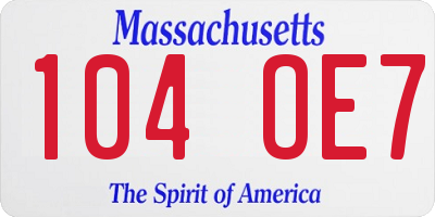 MA license plate 104OE7