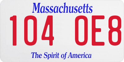 MA license plate 104OE8