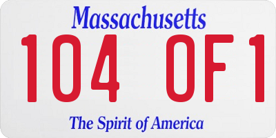 MA license plate 104OF1