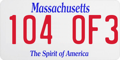 MA license plate 104OF3