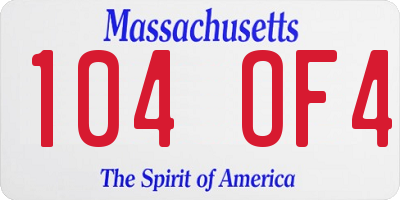 MA license plate 104OF4