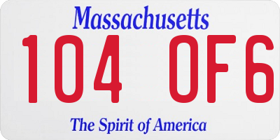 MA license plate 104OF6