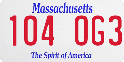 MA license plate 104OG3