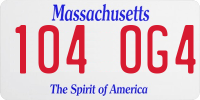 MA license plate 104OG4