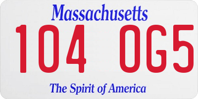 MA license plate 104OG5