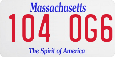 MA license plate 104OG6