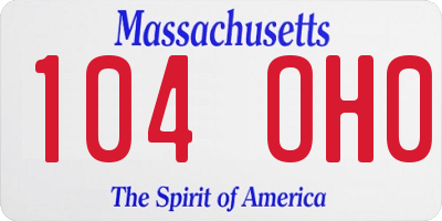 MA license plate 104OH0