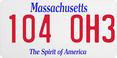 MA license plate 104OH3