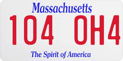 MA license plate 104OH4