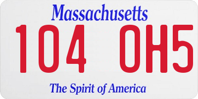 MA license plate 104OH5