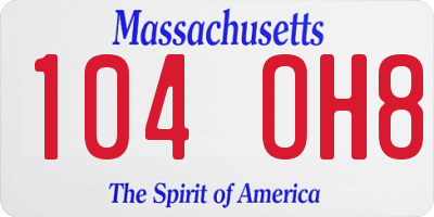 MA license plate 104OH8