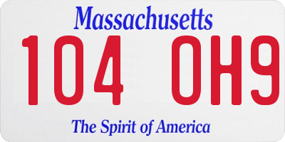MA license plate 104OH9