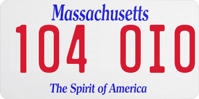 MA license plate 104OI0