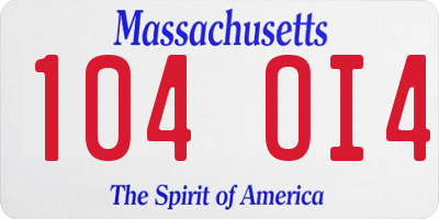 MA license plate 104OI4