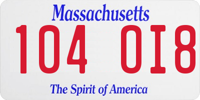 MA license plate 104OI8