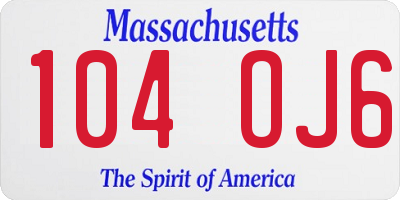 MA license plate 104OJ6