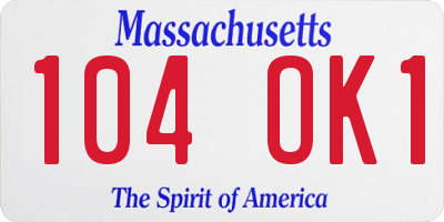 MA license plate 104OK1
