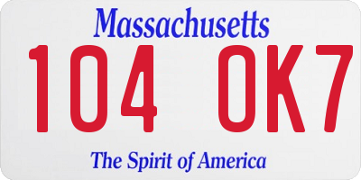 MA license plate 104OK7