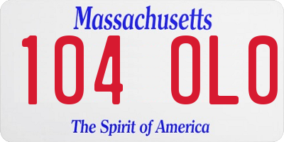 MA license plate 104OL0