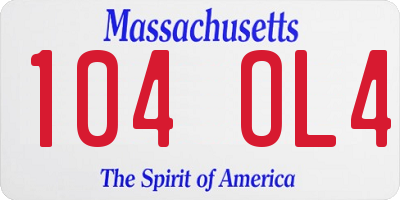 MA license plate 104OL4