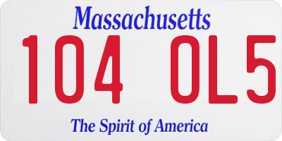 MA license plate 104OL5