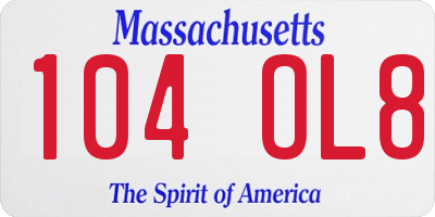 MA license plate 104OL8