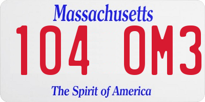 MA license plate 104OM3