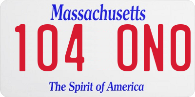 MA license plate 104ON0