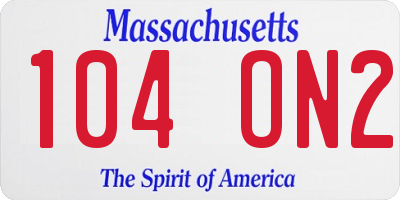 MA license plate 104ON2