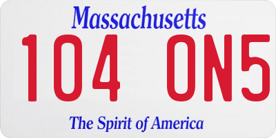 MA license plate 104ON5