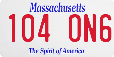 MA license plate 104ON6