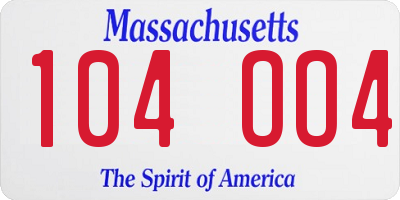 MA license plate 104OO4