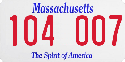 MA license plate 104OO7
