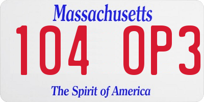 MA license plate 104OP3